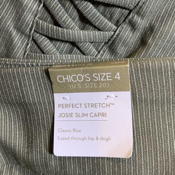 NWT Chico's Capri Size 4 (20) Josie Slim Ankle Lace Up Hem Grandview Stripe - Picture 4 of 9